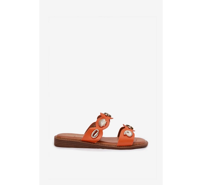 Dámské Pantofle Se Zlatými Aplikacemi Oranžové Jenoriela Dámské Pantofle Se Zlatými Aplikacemi Oranžové Jenoriela