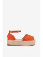 Dámské espadrilky na platformě s pletením oranžové Selise