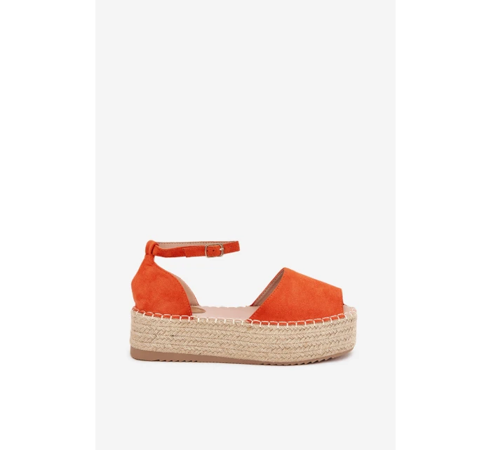 Dámské espadrilky na platformě s pletením oranžové Selise