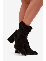 Kozačky z přírodního semiše vyhřívané na podpatku s Černé model 21718472 - Zazoo Kozačky z přírodního semiše vyhřívané na podpatku s Černé model 21718472 - Zazoo