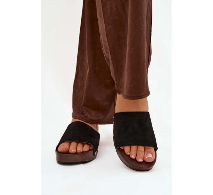 Dámské pantofle se zlatými sponami Černé Ferinna