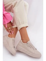 Kožené dámské polobotky s zipem béžové model 22013966 - EVENTO Kožené dámské polobotky s zipem béžové model 22013966 - EVENTO