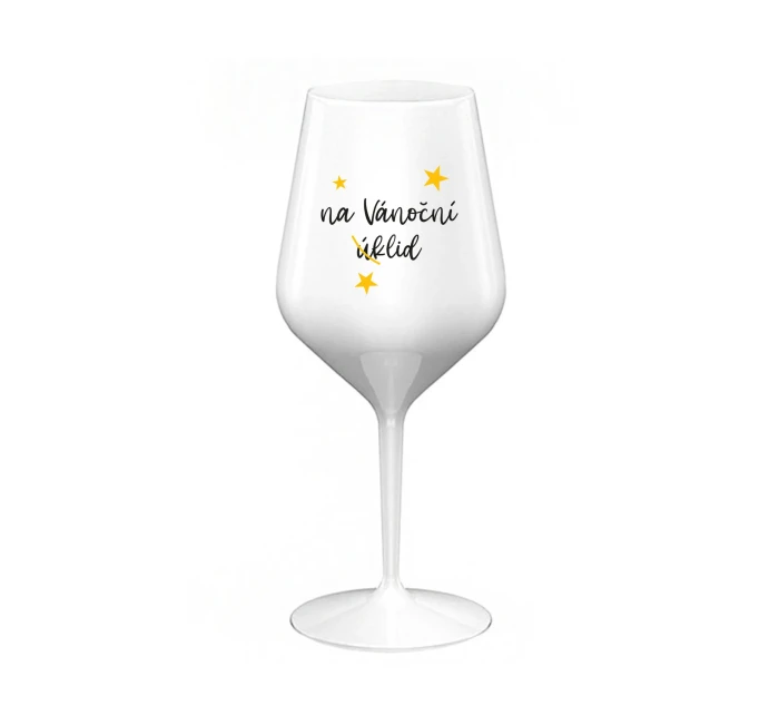 NA VÁNOČNÍ ÚKLID - bílá nerozbitná sklenice na víno 470 ml NA VÁNOČNÍ ÚKLID - bílá nerozbitná sklenice na víno 470 ml