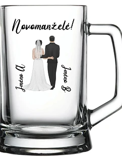 Personalizovaná pivní sklenice se svatebním párem