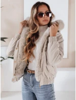 Dámská zimní bunda VESSADA krátká s kožešinou světle béžová FashionStreet TY5062