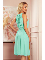 ALIZEE - Dámské šifonové šaty v mátové barvě se zavazováním 350-5