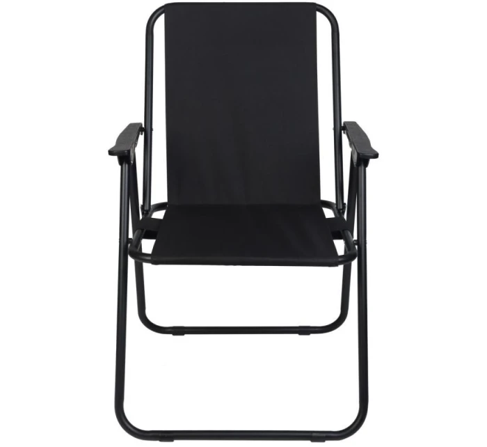 TURISTICKÉ KŘESLO S PODPRSENKAMI 52x44x75 cm SKLÁDACÍ KŘESLO ČERNÉ