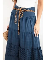 Dámská maxi bavlněná sukně s model 22182759 výšivkou a elastickým pasem tmavě modrá - K-Fashion Dámská maxi bavlněná sukně s model 22182759 výšivkou a elastickým pasem tmavě modrá - K-Fashion