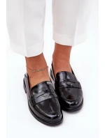 Elegantní Lakované Dámské Mokasíny Z Přírodní Kůže model 21686636 Černé - VINCEZA