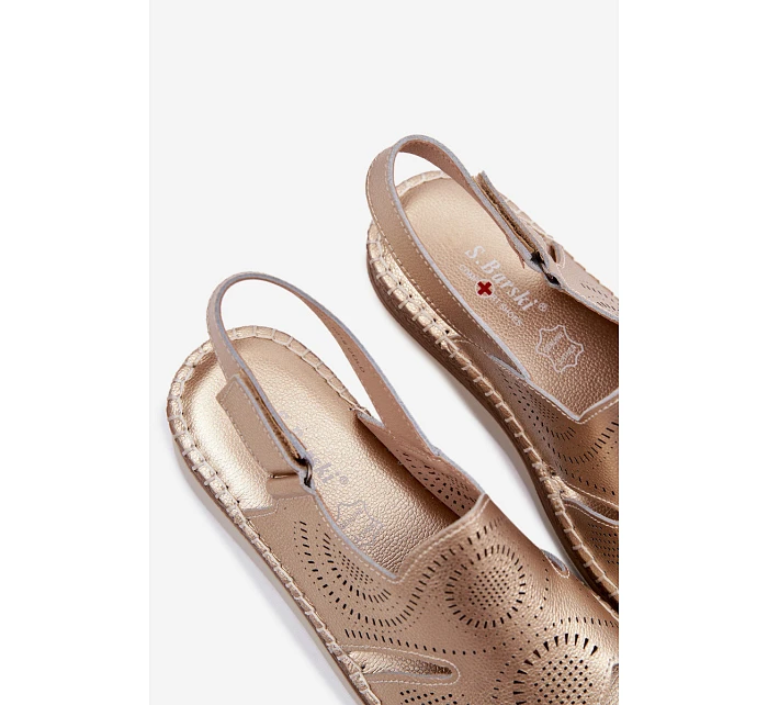 Kožené sandály na platformě model 22101270 Zlaté - S.Barski Kožené sandály na platformě model 22101270 Zlaté - S.Barski