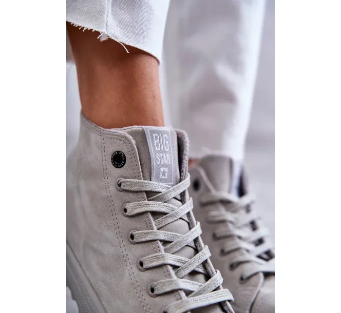 Dámské Tenisky Big Star Vysoké Zateplené Šedé GG274070 Dámské Tenisky Big Star Vysoké Zateplené Šedé GG274070