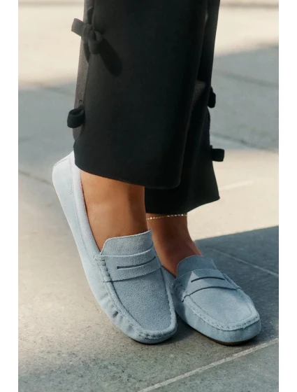 Dámské mokasíny z broušené kůže Big Star – modré Dámské mokasíny z broušené kůže Big Star – modré