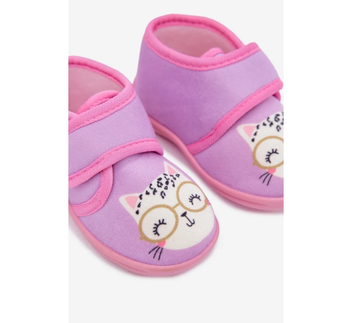 Dětské bačkory na suchý zip – fialové Katline Dětské bačkory na suchý zip – fialové Katline