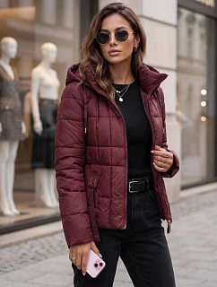 Kurtka damska pikowana z kapturem bordowa model 22341085 - FashionStreet