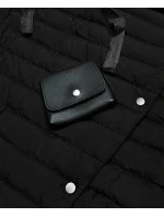 Dlouhá černá dámská prošívaná vesta (JIN219) Dlouhá černá dámská prošívaná vesta (JIN219)