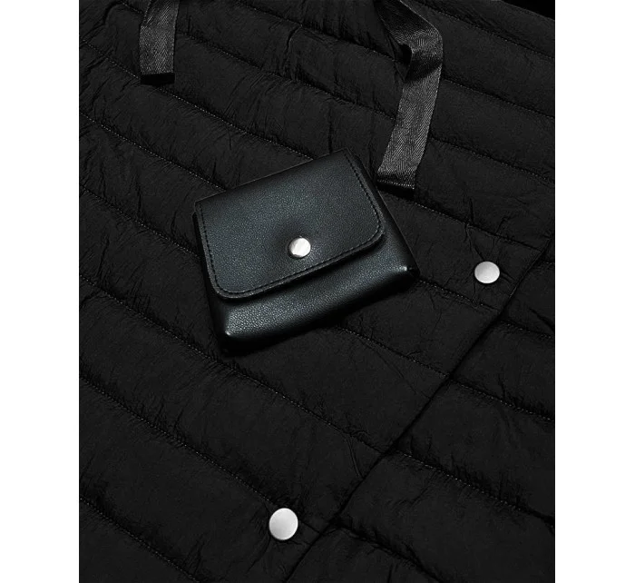 Dlouhá černá dámská prošívaná vesta (JIN219) Dlouhá černá dámská prošívaná vesta (JIN219)