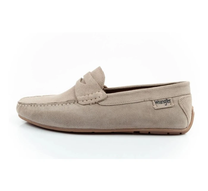Wrangler pánské polobotky mokasíny Maifield Suede z přírodní kůže béžové barvy