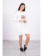 Šaty s potiskem Honey model 18744042 ecru - K-Fashion Šaty s potiskem Honey model 18744042 ecru - K-Fashion