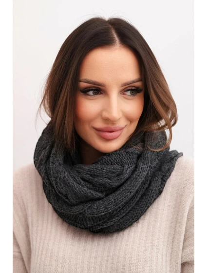 Dámský pletený vlněný komín měkký a teplý model 21866344 grafitový - K-Fashion