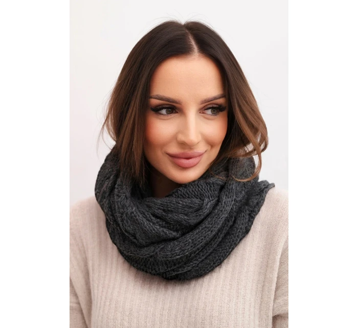 Dámský pletený vlněný komín měkký a teplý model 21866344 grafitový - K-Fashion
