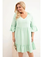 Dámské šaty Plus Size z viskózy s ažurovým zdobením tmavě mentolová Dámské šaty Plus Size z viskózy s ažurovým zdobením tmavě mentolová