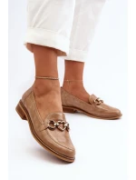 Kožené dámské lakované mokasíny model 21652958 hnědé - Laura Messi