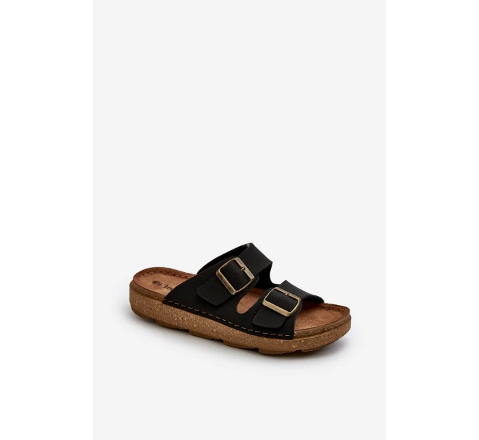 Lehké pohodlné pánské sandály s přezkami model 21665691 Černé - Inblu Lehké pohodlné pánské sandály s přezkami model 21665691 Černé - Inblu