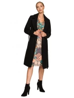 M708 Fleecový kabát s páskem a kapsami - černý