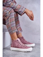 Dámské Tenisky Big Star Vysoké Zateplené Růžové EE274113 Dámské Tenisky Big Star Vysoké Zateplené Růžové EE274113