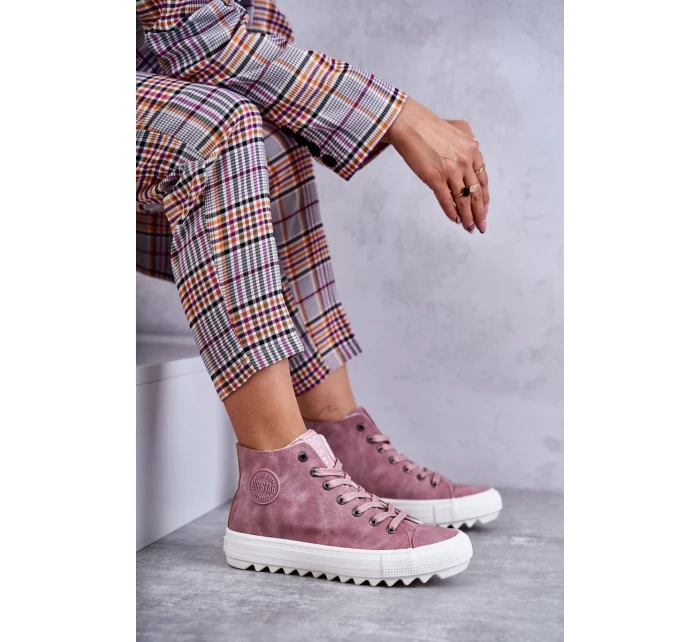 Dámské Tenisky Big Star Vysoké Zateplené Růžové EE274113 Dámské Tenisky Big Star Vysoké Zateplené Růžové EE274113