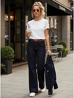 Dámské džíny s širokou nohavicí a páskem tmavě modré FashionStreet UY2926