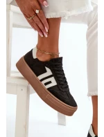 Dámské kožené tenisky na platformě černé Zazoo N1095S2 Dámské kožené tenisky na platformě černé Zazoo N1095S2