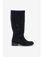 Dámské semišové kozačky do poloviny lýtek na zip Lewski 3616 černé
