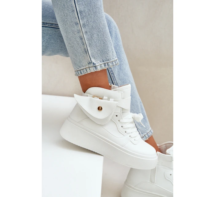 Vysoké tenisky s kapsičkou na platformě bílé Saramis