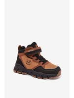 Zimní trekové boty pro děti na suchý zip zateplené camel Miravie