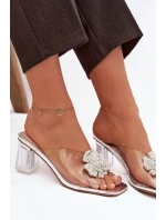 Průhledné nazouváky na podpatku s ozdobou D&A MR1037-20 stříbrné Průhledné nazouváky na podpatku s ozdobou D&A MR1037-20 stříbrné