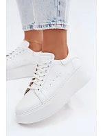 Kožené dámské tenisky na platformě Zazoo N408S2 bílé