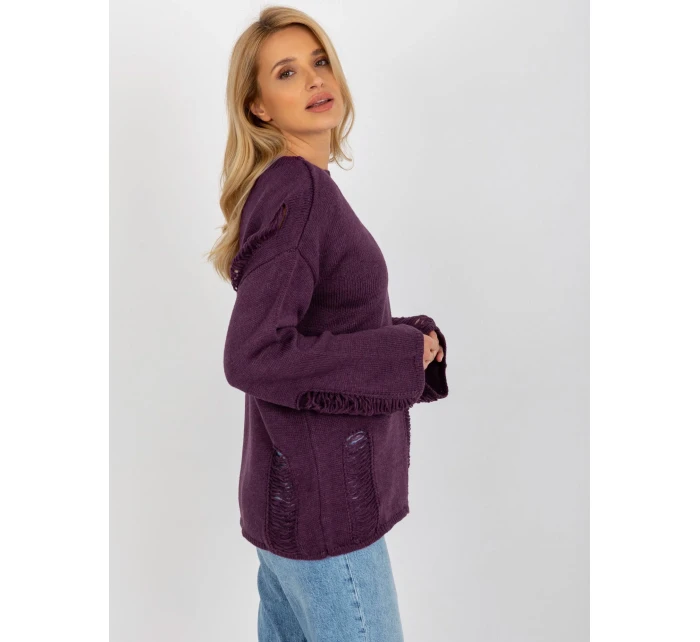 Dámský svetr BA SW 8043 .03 tmavě fialová - FPrice Dámský svetr BA SW 8043 .03 tmavě fialová - FPrice