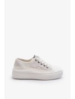 Krajkové dámské tenisky Lee Cooper bílé