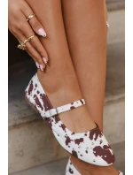 Dámské zdobené baleríny s páskem Olivisse – bílo-hnědé