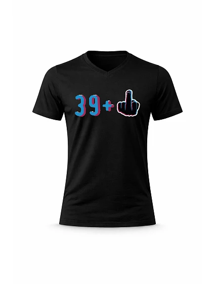 Pánské bavlněné tričko s potiskem - 39+1 - černé Pánské bavlněné tričko s potiskem - 39+1 - černé