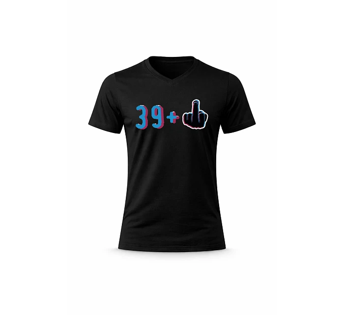 Pánské bavlněné tričko s potiskem - 39+1 - černé Pánské bavlněné tričko s potiskem - 39+1 - černé