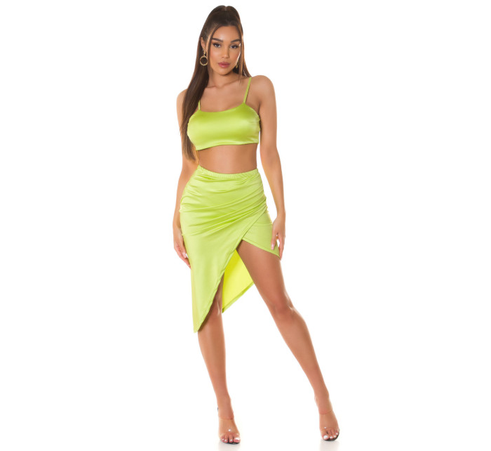 Sexy Koucla Musthave Satin Set Skirt + Crop Top