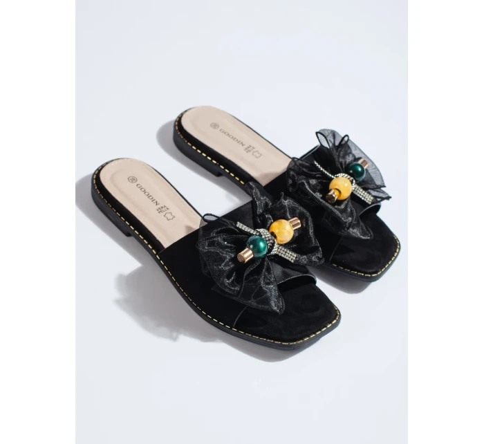 Trendy nazouváky dámské černé na plochém podpatku Trendy nazouváky dámské černé na plochém podpatku