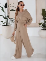 Dámský komplet širokých kalhot a mikiny MINALIA beige FashionStreet AY0918