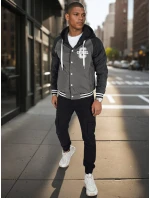 Pánská bunda bomber s kapucí šedá FashionStreet TX5017 Pánská bunda bomber s kapucí šedá FashionStreet TX5017