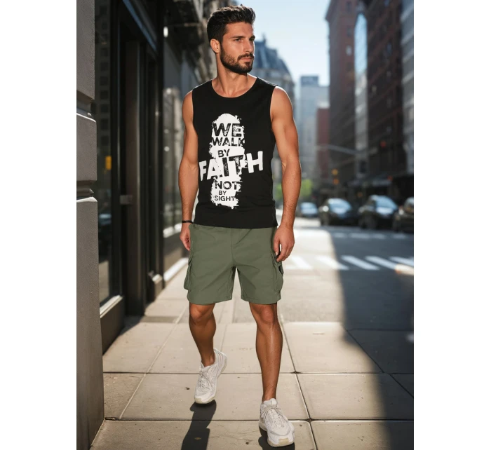 Pánské tričko bez rukávů černé FashionStreet RX5657 Pánské tričko bez rukávů černé FashionStreet RX5657