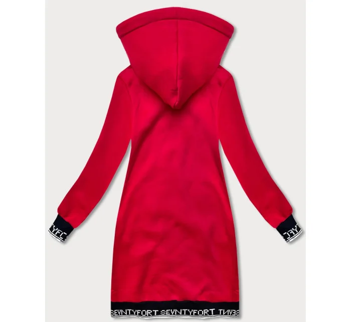 Tmavě červená dlouhá dámská rozepínací mikina model 21073842 - LHD