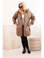 Dámská bunda Plus Size prošívaná s kapucí a nápisem model 21339241 fango - K-Fashion
