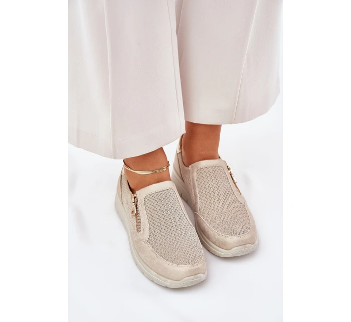 Dámské polobotky na platformě se zipem zlaté model 21689124 - EVENTO